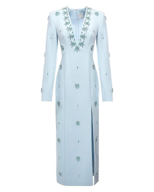 Huishan Zhang Blue Aurore Crystal-embellished Midi Dress