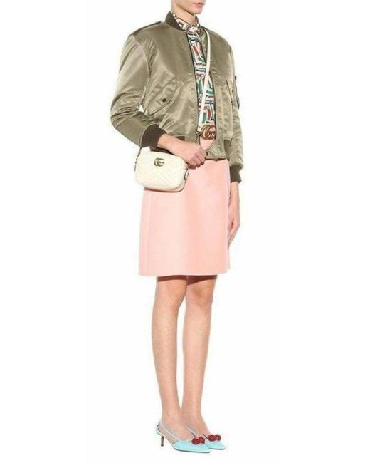 Gucci Green Unia Aqua Cherry Leather Slingback It 36.5
