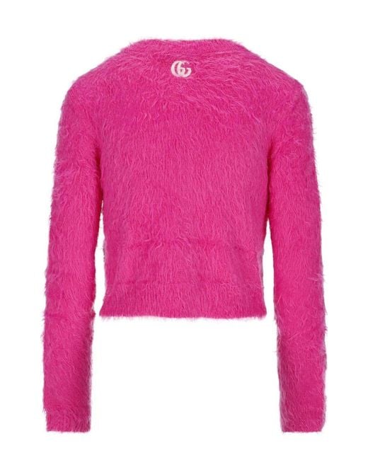 Gucci Pink Brushed Wool Cardigan