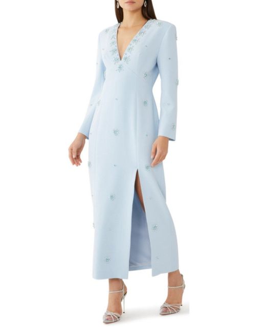Huishan Zhang Blue Aurore Crystal-embellished Midi Dress