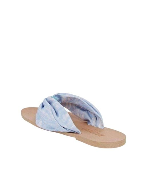 Balmain Blue Leather Thong Flats