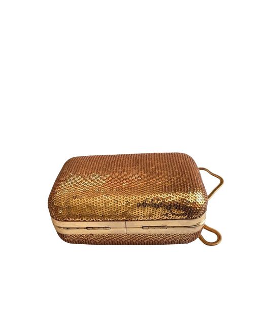 BCBGMAXAZRIA Metallic Sequin-embellished Hardcase Clutch