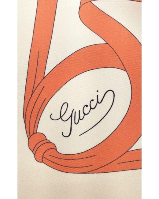 Gucci Multicolor Fly Swan Print Silk Scarf
