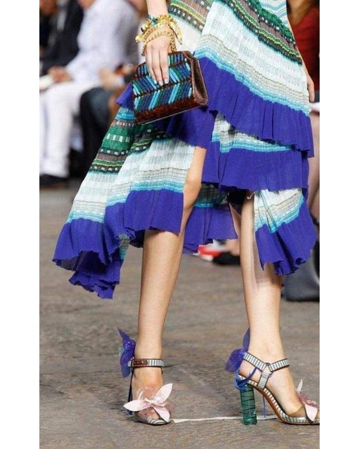 Missoni Blue Roude Ruffled Crochet Knit Dress