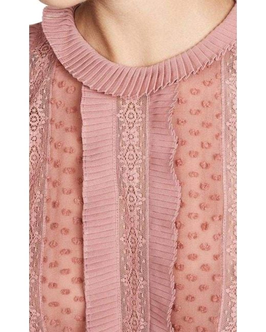 Zimmermann Pink Unbridled Spliced Silk Blouse S