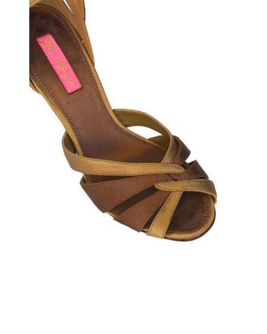 Betsey Johnson Brown Satin Stiletto Heels Sandals