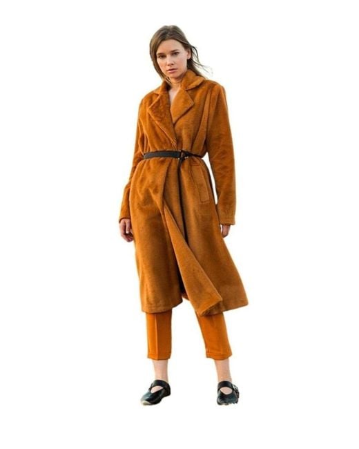 Cult Moda Orange Plush Trench Coat
