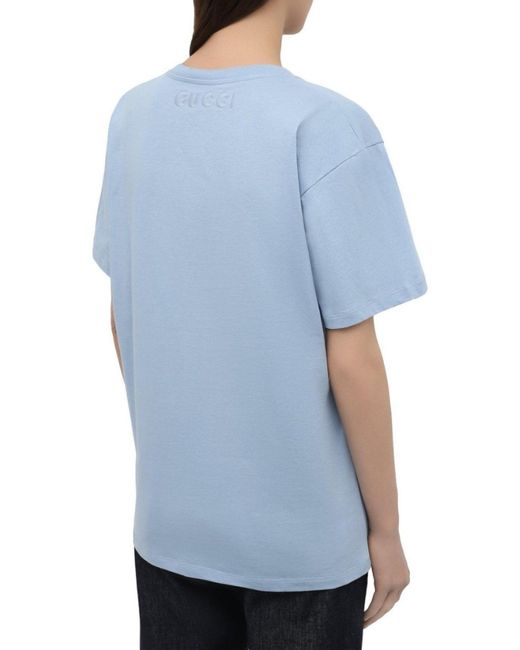 Gucci Blue X Ken Scott Floral Print T-shirt