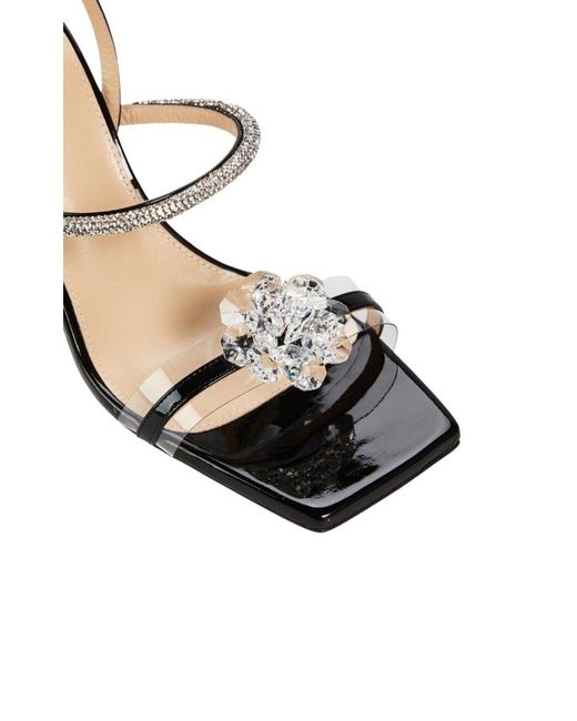 Mach & Mach Metallic Crystal-embellished Patent Leather Slingback Sandals