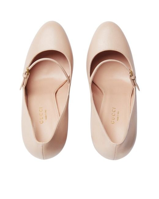 Gucci Pink Mary Jane Angel 95 Leather Platforms