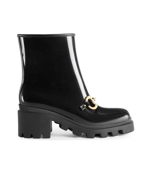 Gucci Black Horsebit - Detailed Heeled Rubber Rain Boots