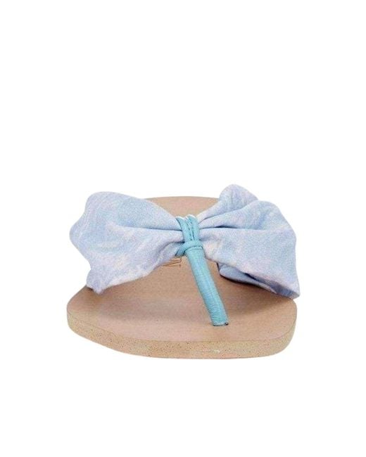 Balmain Blue Leather Thong Flats