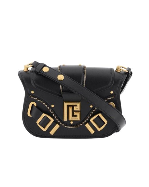 Balmain Black Blaze Leather Shoulder Bag