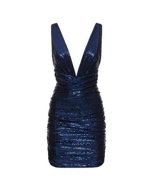 Alexandre Vauthier Women's Blue Sequinned V-neck Mini Dress