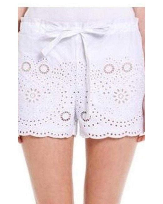 BCBGMAXAZRIA White Pash Drawstring Lace Shorts