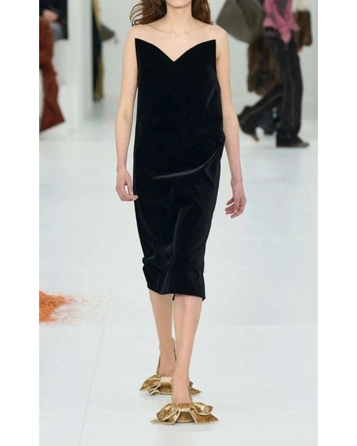 Loewe Black Strapless Velvet Bustier Mini Dress