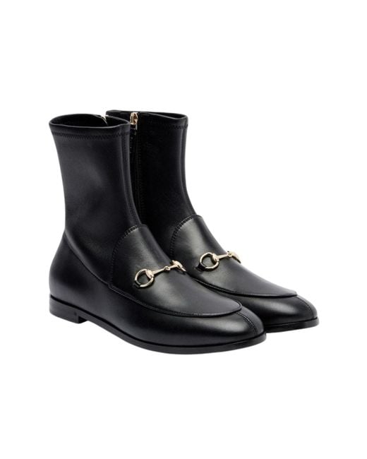 Gucci Jordaan Black Leather Ankle Boots