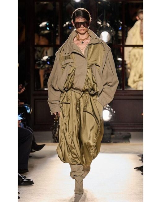 Balmain Green Twill Utility Bomber Jacket