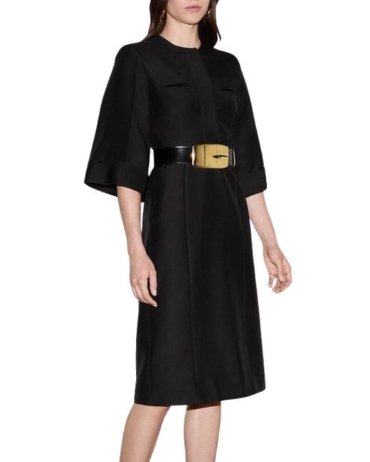 Gucci Black Soft Wool Silk Midi Dress