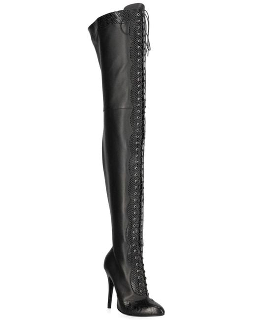 Gucci Black Harriet Leather Over The Knee Boots