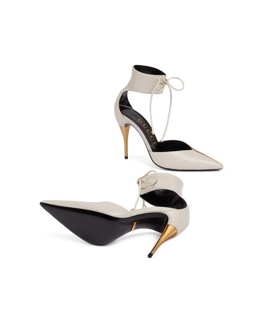 Gucci Priscilla Glossed-leather Pumps Bi-color in White | Lyst