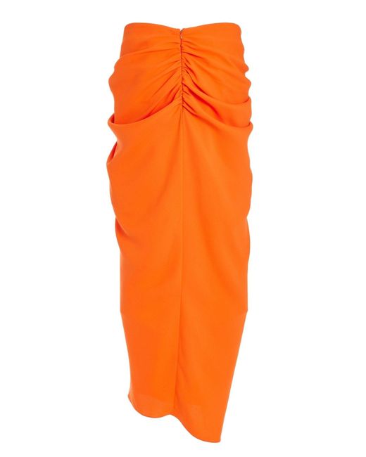 Rosie Assoulin Orange Sarong Double Faced Georgette Silk Skirt