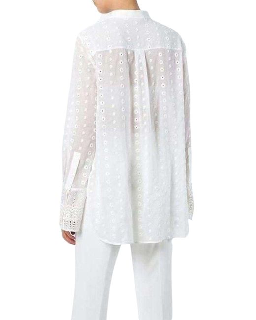 Chloé White Cotton Embroidered Long Sleeve Shirt