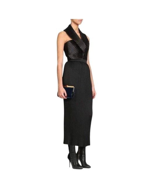 Balmain Black Pleated Maxi Skirt