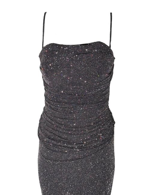 Cult Moda Blue Criss Cross Open Back Black Shimmer Prom Dress