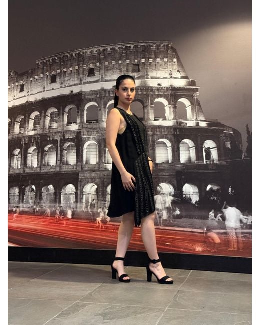 Vanessa Bruno Black Embellished Silk Cocktail Dress