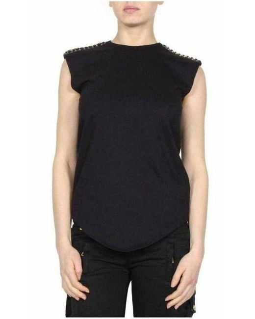 Balmain Black & Gold Chain Trimmed Tank Top