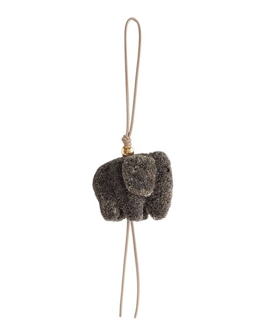 Loewe Multicolor Raffia & Leather Elephant Bag Charm
