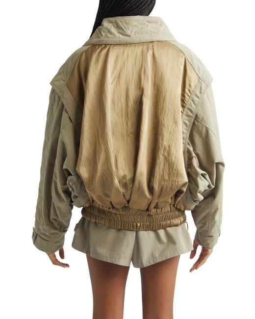 Balmain Green Twill Utility Bomber Jacket