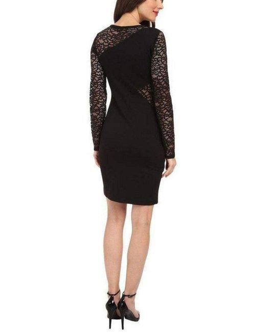 BCBGMAXAZRIA Black Jorden Lace-contrast Body-con Dress