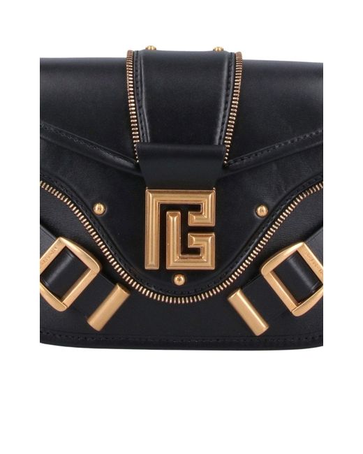 Balmain Black Blaze Leather Shoulder Bag