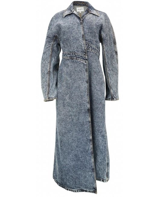 Alaïa Gray Spiral Denim Trench Coat