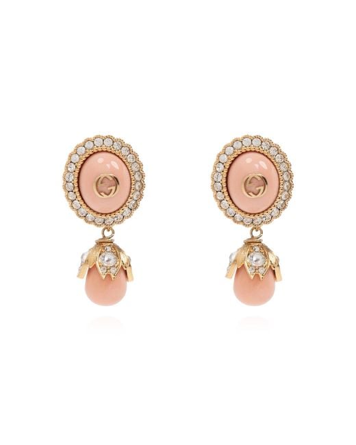 ピアス Interlocking G Pearl Earrings Gucci Interlocking G Pearl Earrings in Natural | Lyst