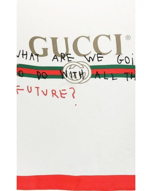 Gucci Red Future Foulard Silk Scarf L