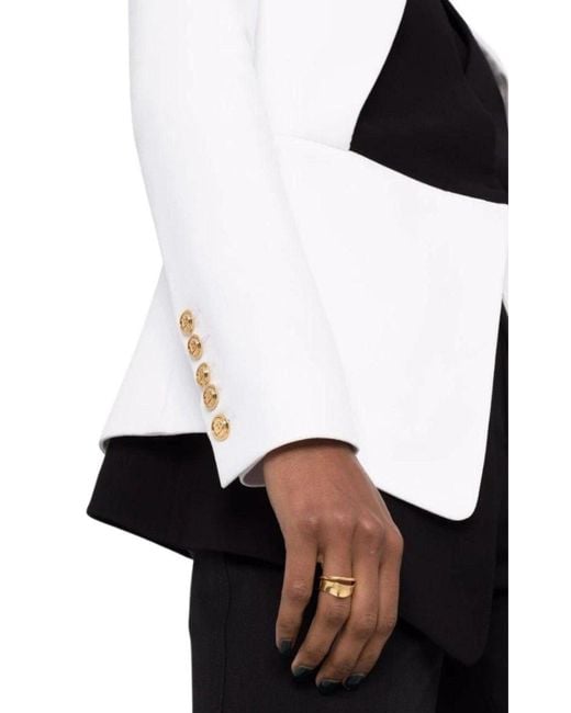 Balmain Black Two-tone Crepe Blazer