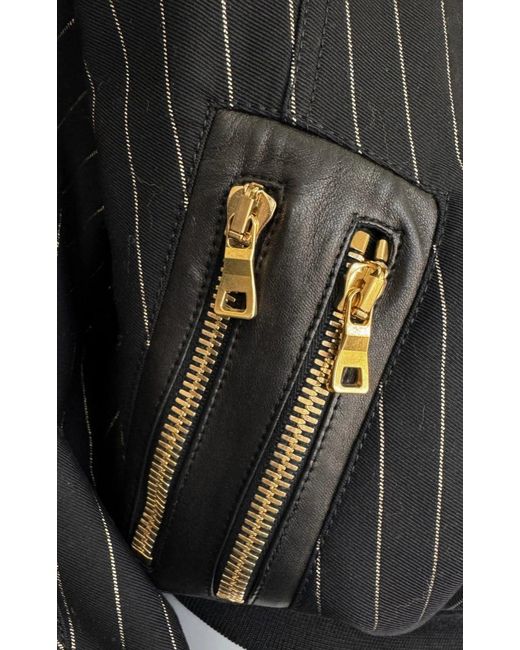 Balmain Blue Striped Cotton Teddy Jacket Black Gold
