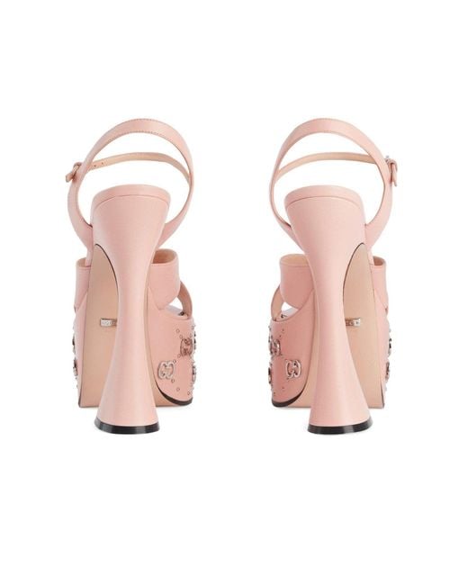 Gucci Pink Leather Platform Sandals 155