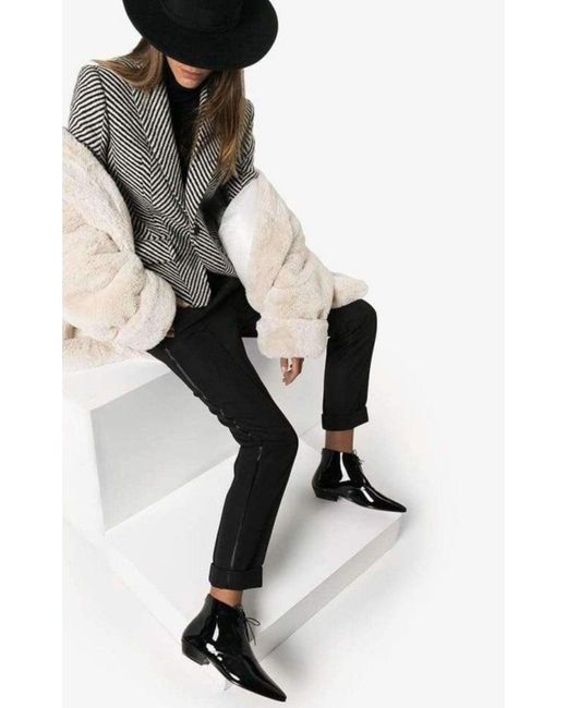 Saint Laurent Black Pathen Leather Ankle Boots