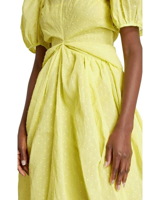 CECILIE BAHNSEN Yellow Juniper Puff-sleeved Midi Dress