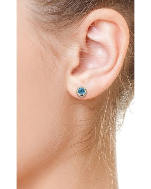 Effy Sterling Silver And Blue Topaz Stud Earrings