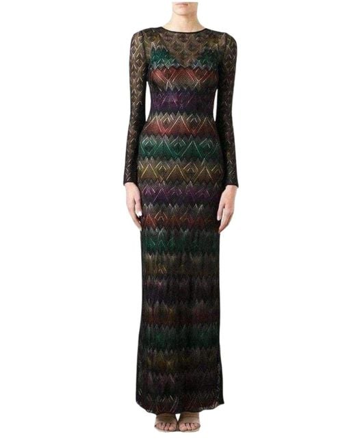Missoni Black Zig Zag Crochet Sheer Dress It 42 (us 6)
