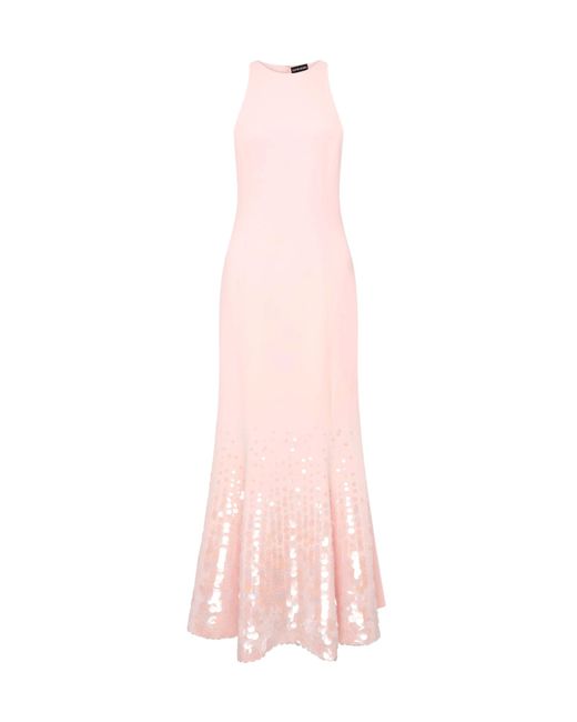 David Koma Paillette Illusion Midi Pink Dress