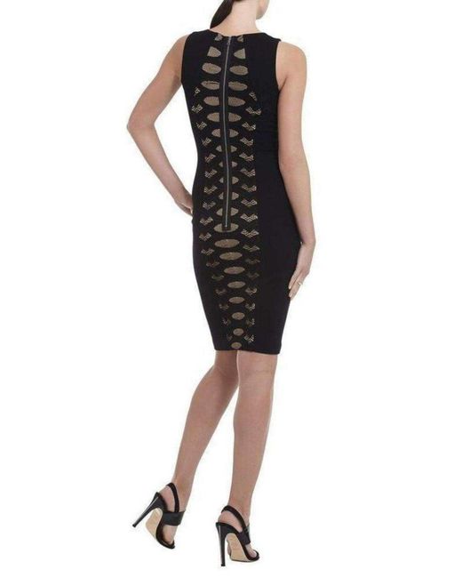 BCBGMAXAZRIA Black Leona Lace Dress With Contrast Ponte Dress