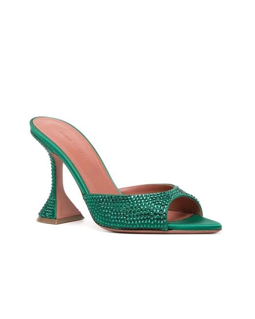 AMINA MUADDI Green 95mm Carolin Crystal Embellished Sandals