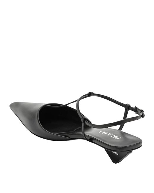 Prada Black Leather Slingback Pumps