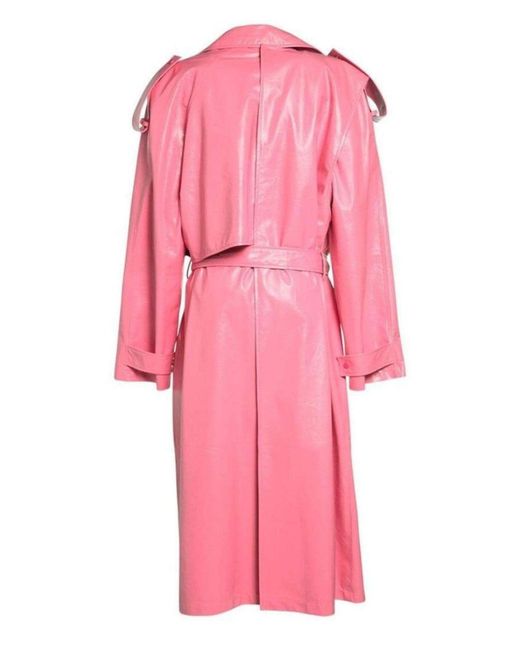 Bottega Veneta Pink Convertible Crinkled Glossed-leather Trench Coat